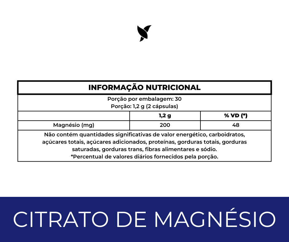 Citrato de Magnésio 200mg - 60 Cápsulas