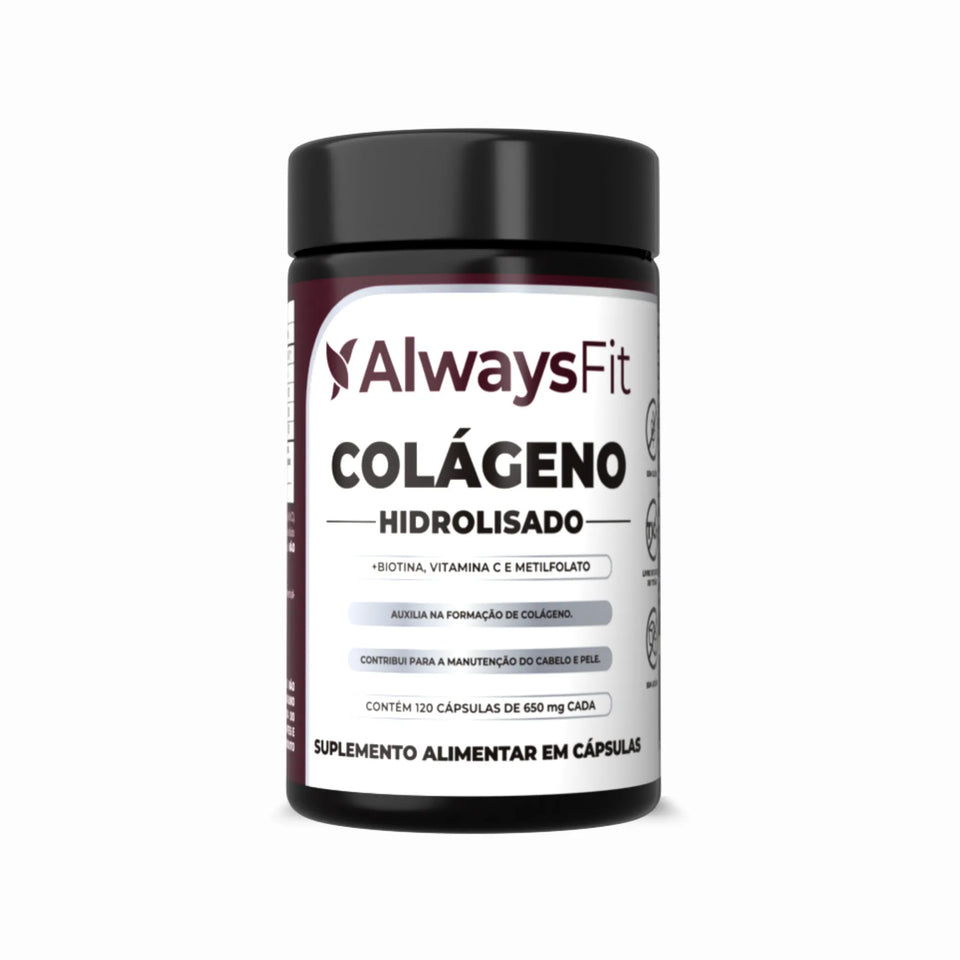 Colágeno Hidrolisado com Biotina, Metilfolato (B9) e Vitamina C - 120 Cápsulas