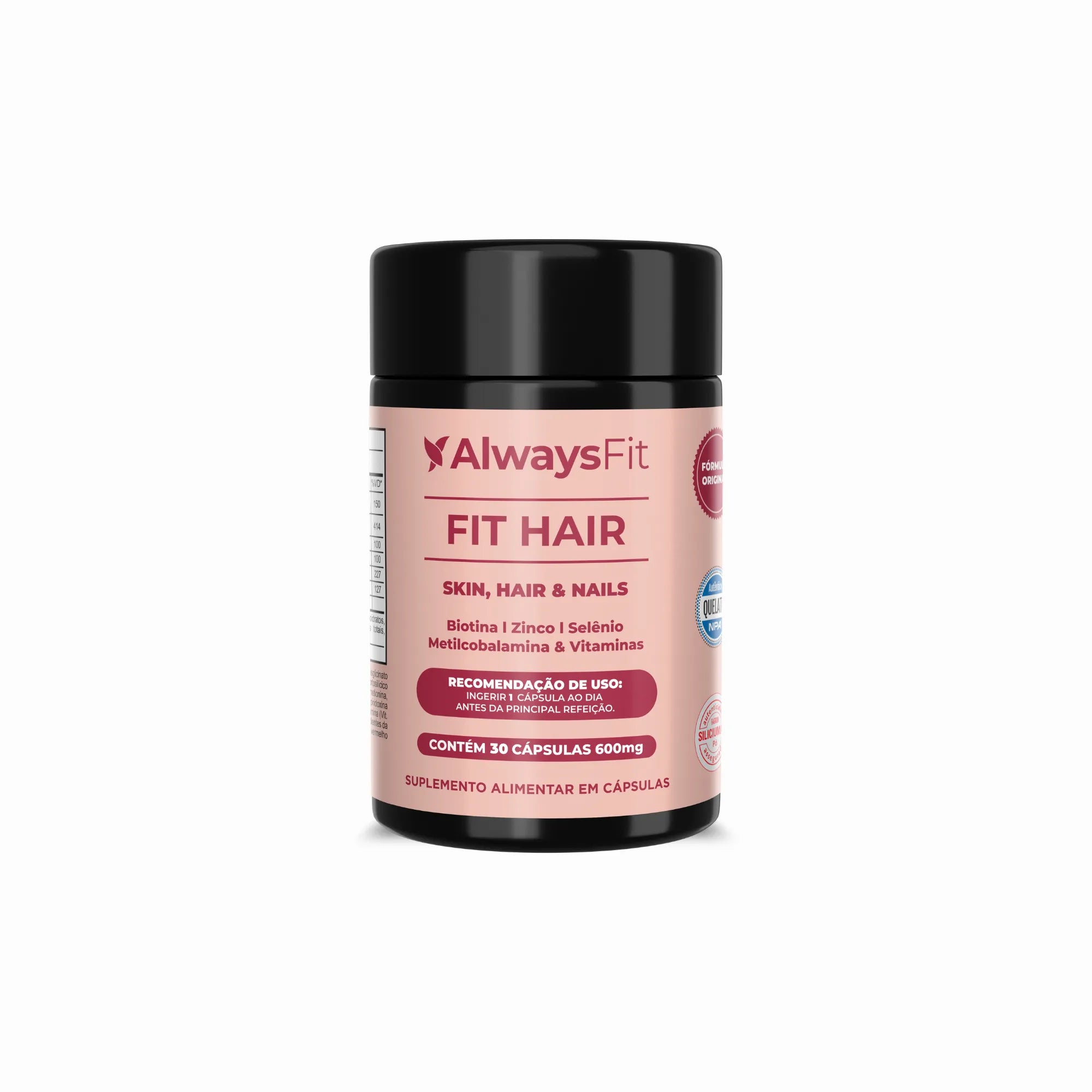 FitHair® - Biotina, Zinco, Ferro, Cobre, Cisteína e + Vitaminas - 30 Cápsulas