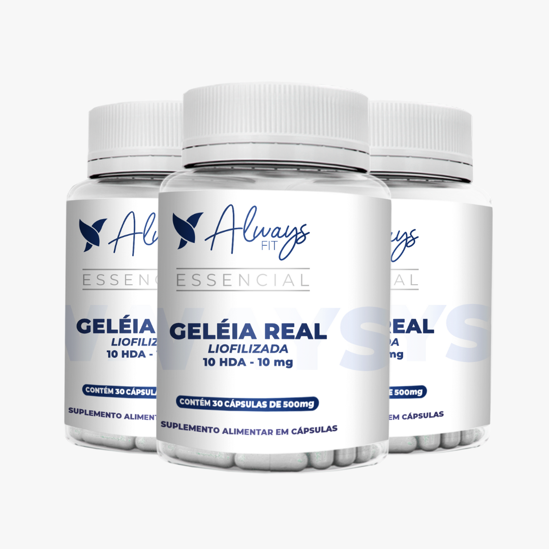 Geleia Real Liofilizada 10 HDA 10mg Com Vitamina D3, Vitamina C, B6 e B12 - 30 Cápsulas