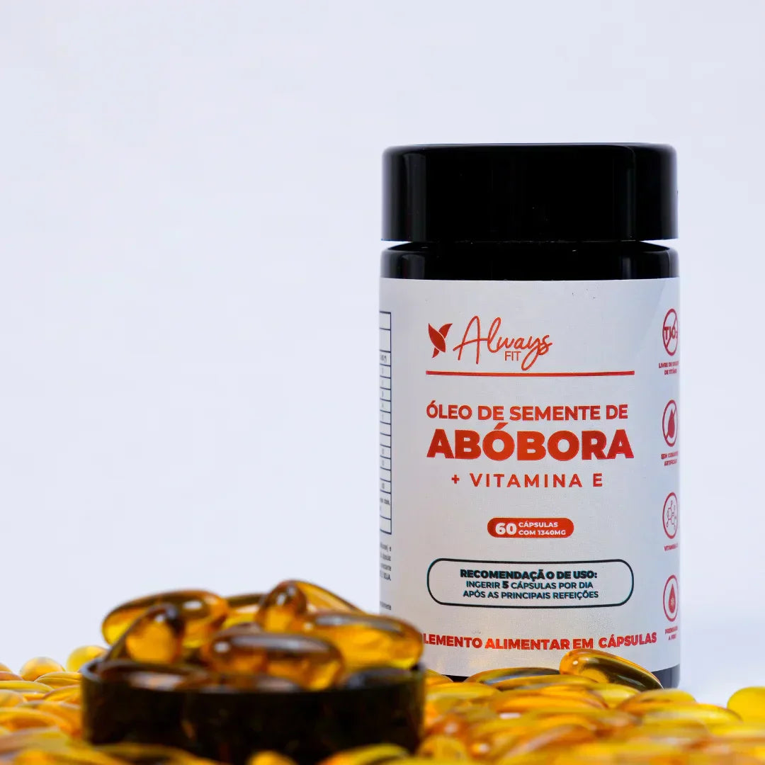 Óleo de Semente de Abóbora 1340mg em cápsulas com Vitamina E - 60 Cápsulas