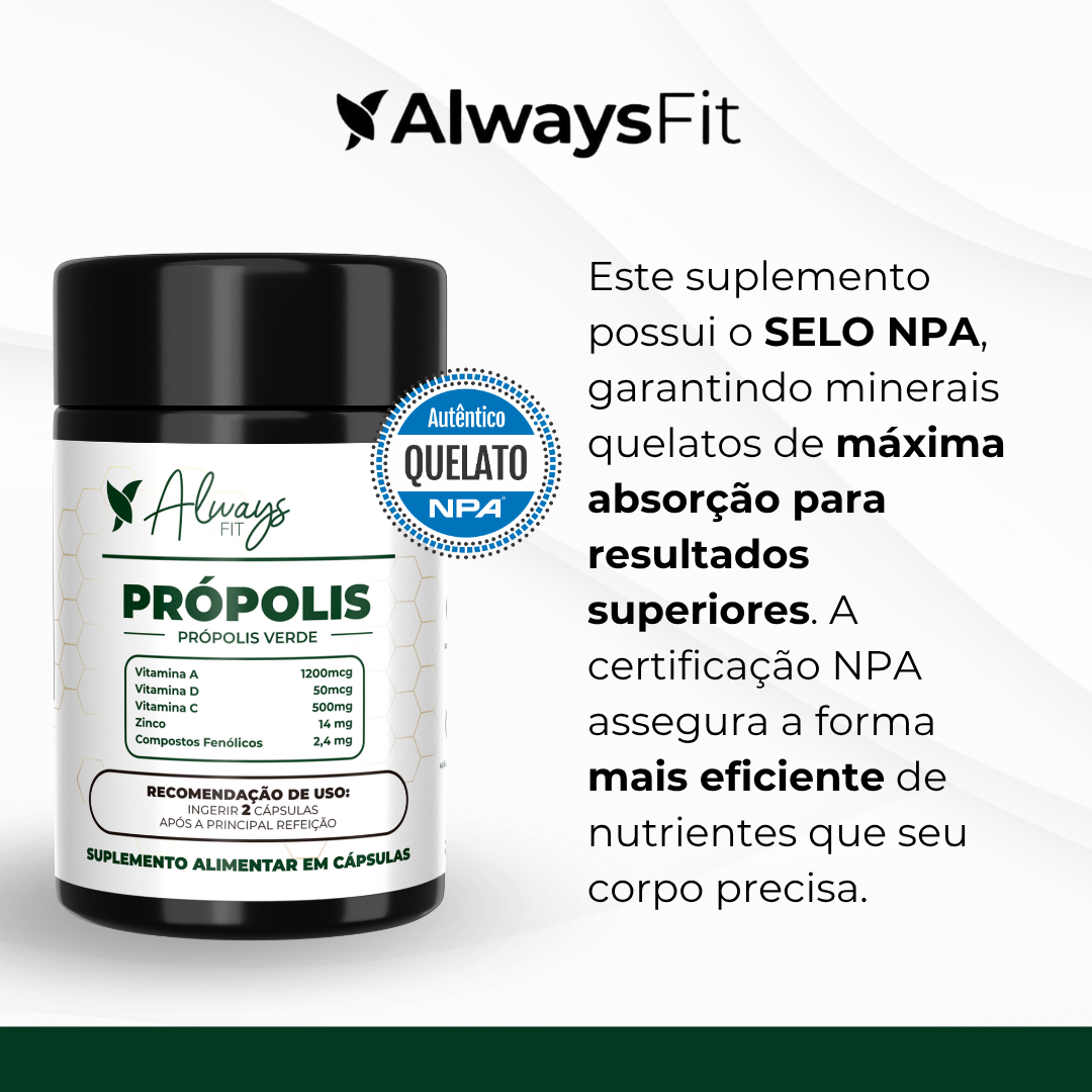 Própolis Verde com Vitaminas A, D3, C e Zinco - 60 Cápsulas